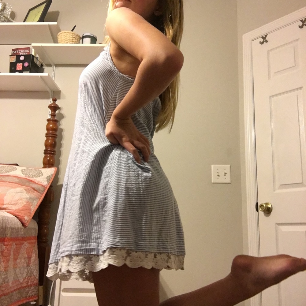 🧚Blue and White Striped Babydoll Mini Dress 🧚